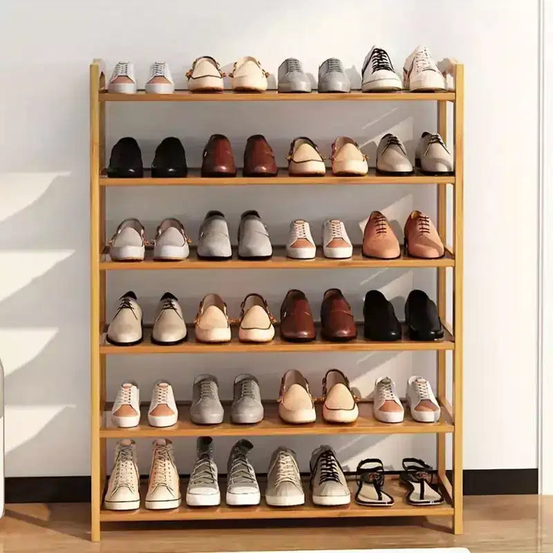 Meuble à chaussures en bambou marron à 6 niveaux de 68 cm de largeur