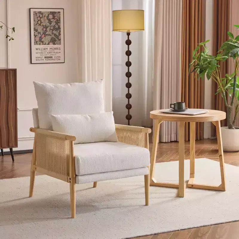 Karl Home Chenille Accent Chair Armchair With Pillow