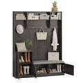 78.8 Hall Tree with Entryway Bench - with 4 Shoe Cubbies, 4 Coat Hooks, 3 Top Open Shelves, Freestanding Cabinet for Hallway Bedroom