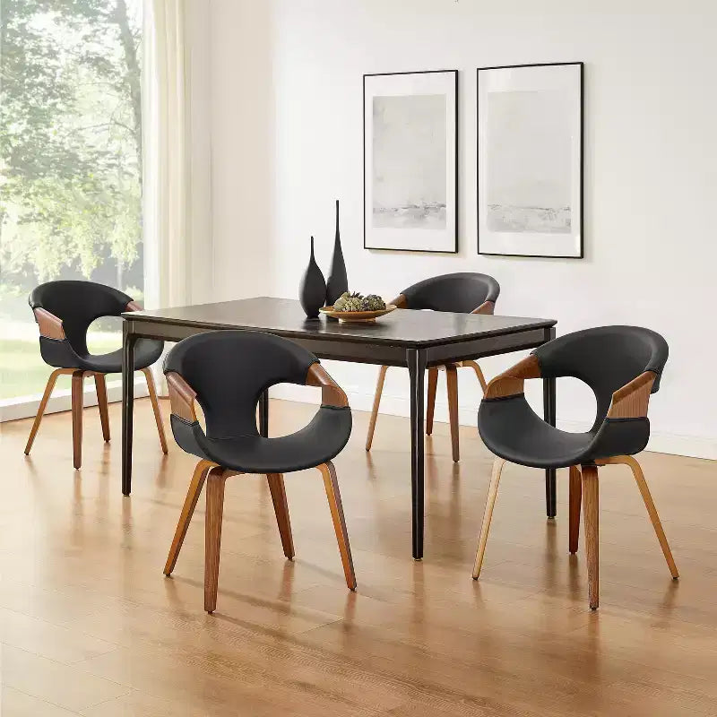 Chaise de salle à manger en similicuir et bois courbé