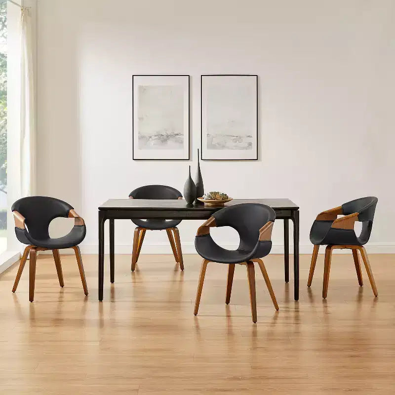 Chaise de salle à manger en similicuir et bois courbé