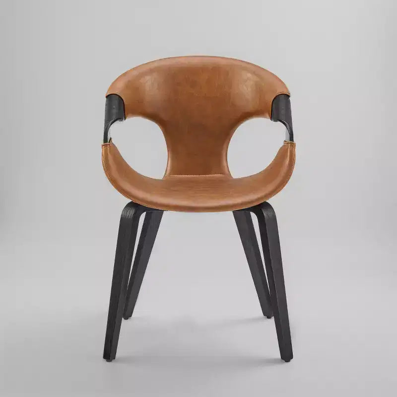 Chaise de salle à manger en similicuir et bois courbé