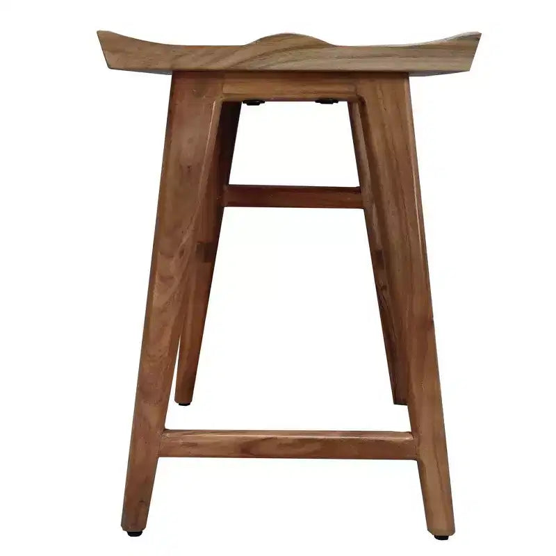 Tabouret de comptoir sans dossier en bois d'acacia fait main, hauteur 24 pouces