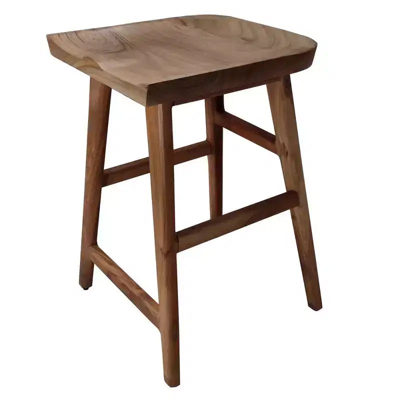 Tabouret de comptoir sans dossier en bois d'acacia fait main, hauteur 24 pouces
