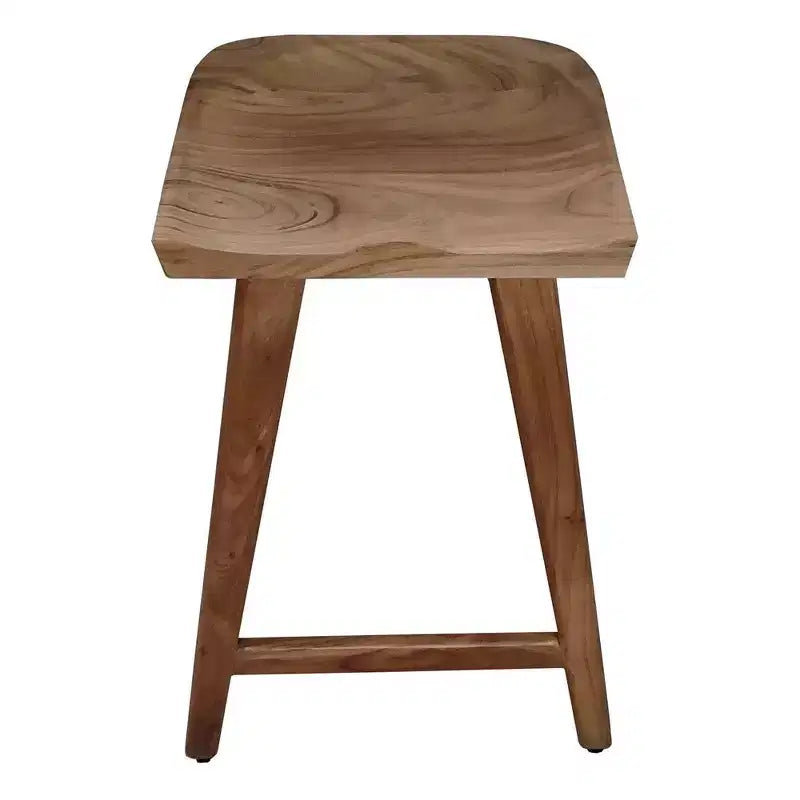 Tabouret de comptoir sans dossier en bois d'acacia fait main, hauteur 24 pouces