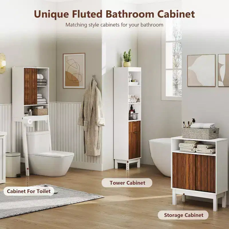 Meuble de Rangement Sur-WC, Étagère de Salle de Bain Gain de Place pour Petits Espaces, Blanc