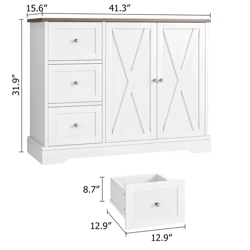 Buffet avec rangement, buffet avec portes, meuble de bar à café en bois avec 3 tiroirs, meuble de rangement pour la cuisine, la salle à manger, le salon