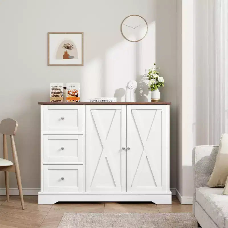 Buffet avec rangement, buffet avec portes, meuble de bar à café en bois avec 3 tiroirs, meuble de rangement pour la cuisine, la salle à manger, le salon