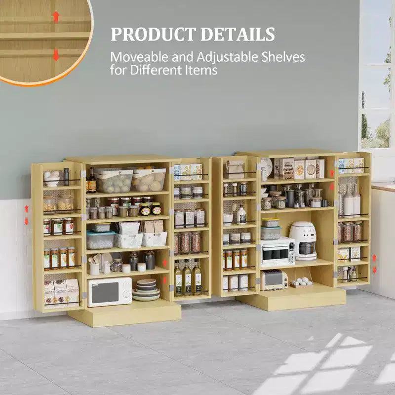 Meuble de rangement de cuisine en rotin avec 2 portes et étagères réglables Meuble de garde-manger