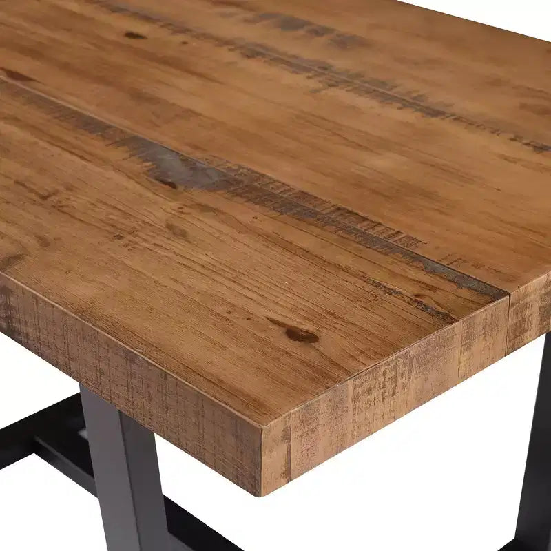 Table à manger moderne en bois massif et métal, style industriel et rustique, 4-6 places, idéale pour la cuisine ou la salle à manger