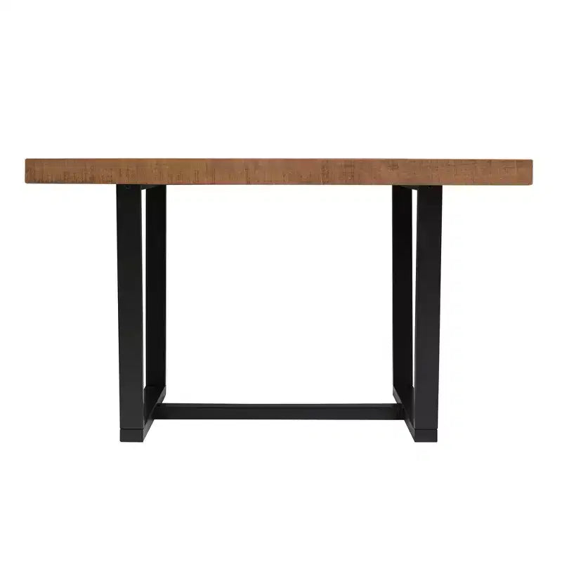 Table à manger moderne en bois massif et métal, style industriel et rustique, 4-6 places, idéale pour la cuisine ou la salle à manger