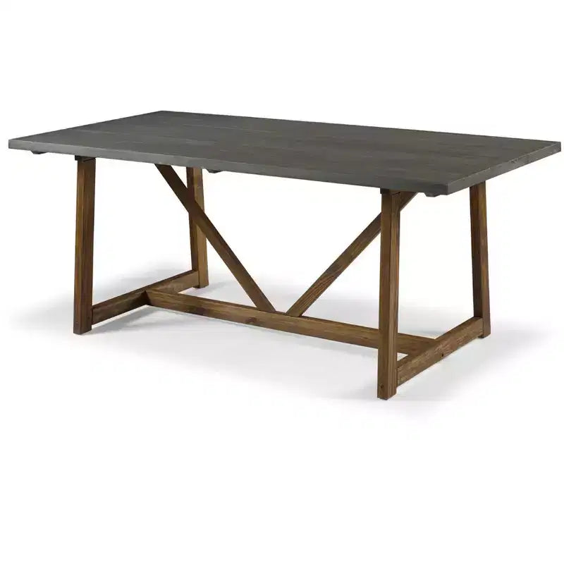 Table à manger moderne en bois massif et métal, style industriel et rustique, 4-6 places, idéale pour la cuisine ou la salle à manger