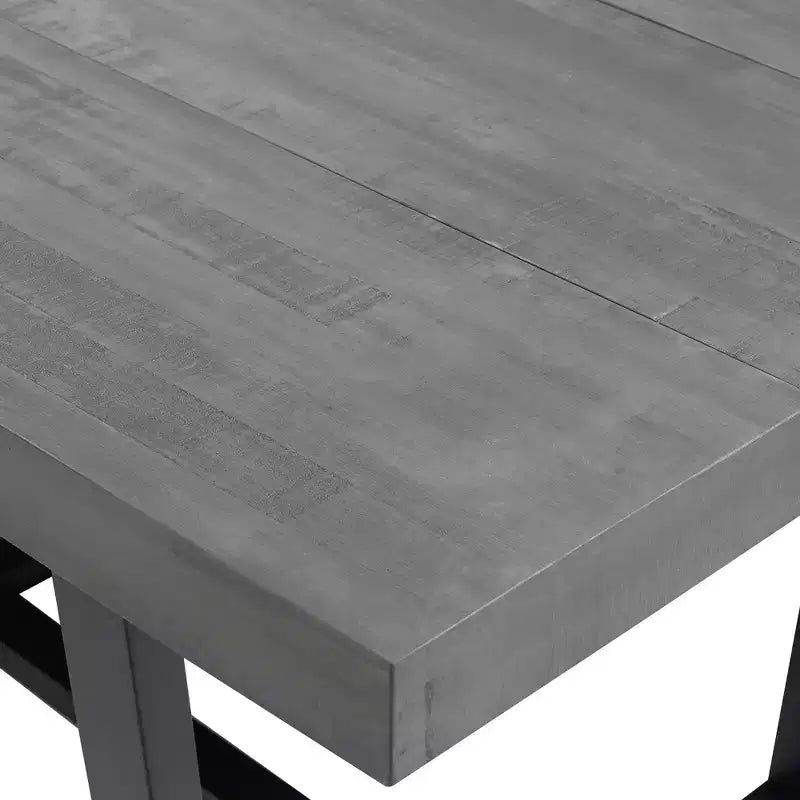 Table à manger moderne en bois massif et métal, style industriel et rustique, 4-6 places, idéale pour la cuisine ou la salle à manger