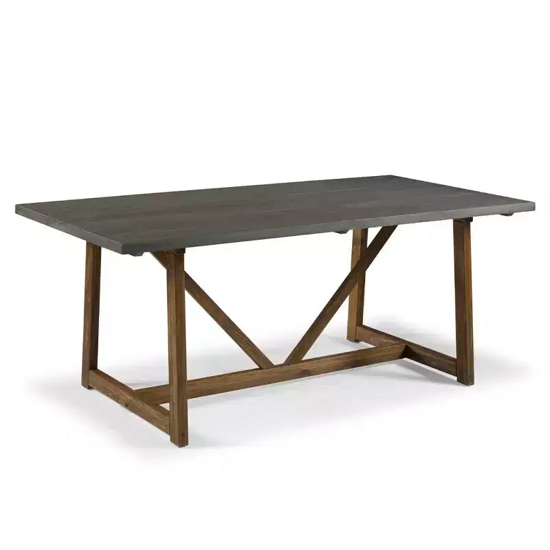 Table à manger moderne en bois massif et métal, style industriel et rustique, 4-6 places, idéale pour la cuisine ou la salle à manger
