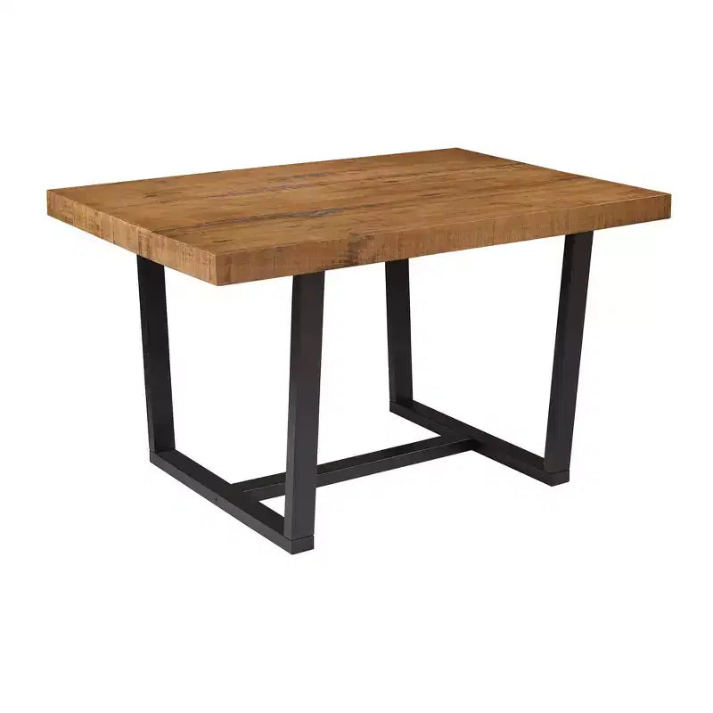 Table à manger moderne en bois massif et métal, style industriel et rustique, 4-6 places, idéale pour la cuisine ou la salle à manger