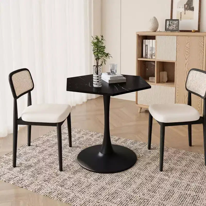 Table basse octogonale 31,5 peu encombrante avec plateau en MDF moderne et pieds en métal pour petits salons, table d'appoint de coin