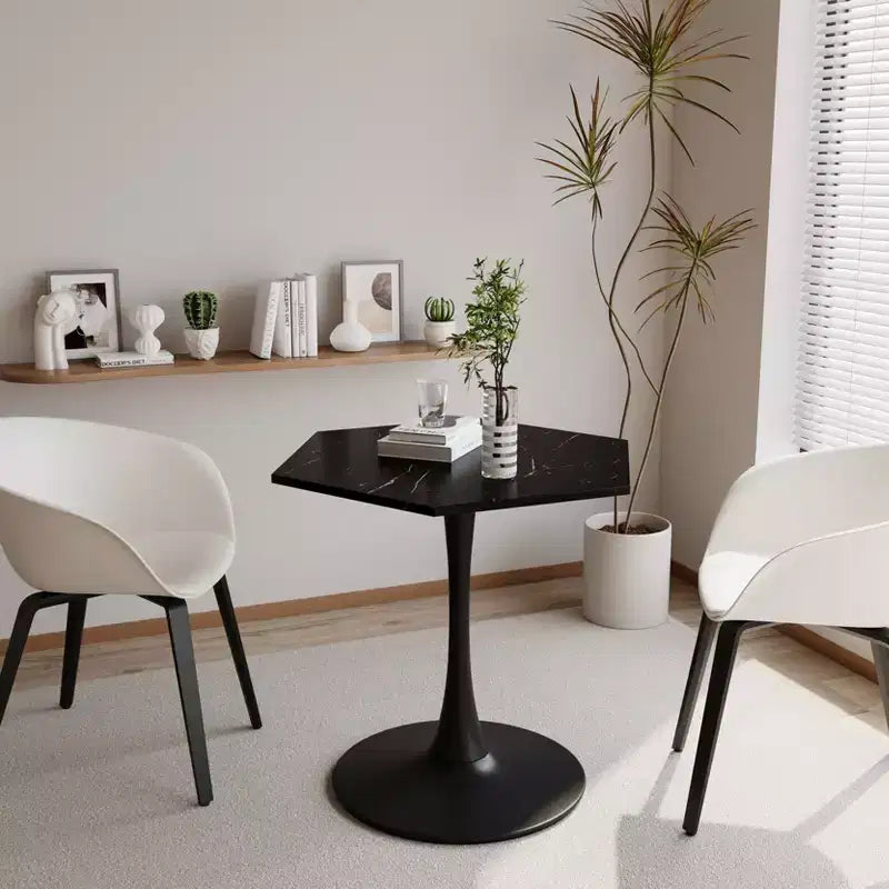 Table basse octogonale 31,5 peu encombrante avec plateau en MDF moderne et pieds en métal pour petits salons, table d'appoint de coin