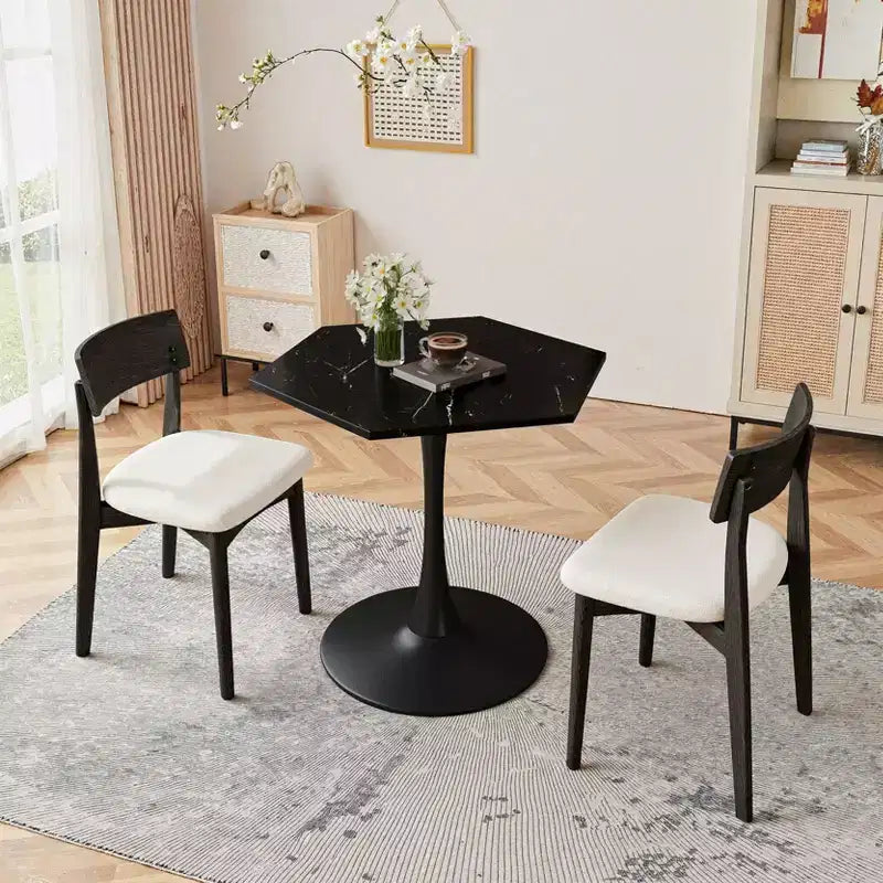 Table basse octogonale 31,5 peu encombrante avec plateau en MDF moderne et pieds en métal pour petits salons, table d'appoint de coin