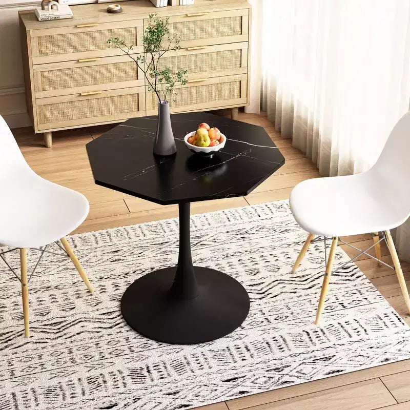 Table basse octogonale 31,5 peu encombrante avec plateau en MDF moderne et pieds en métal pour petits salons, table d'appoint de coin