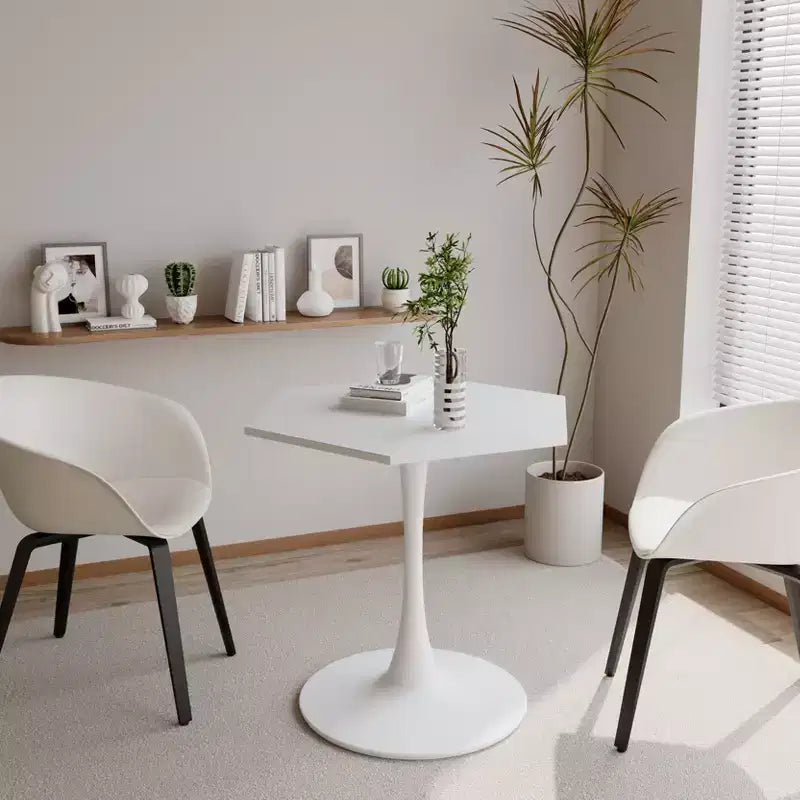 Table basse octogonale 31,5 peu encombrante avec plateau en MDF moderne et pieds en métal pour petits salons, table d'appoint de coin