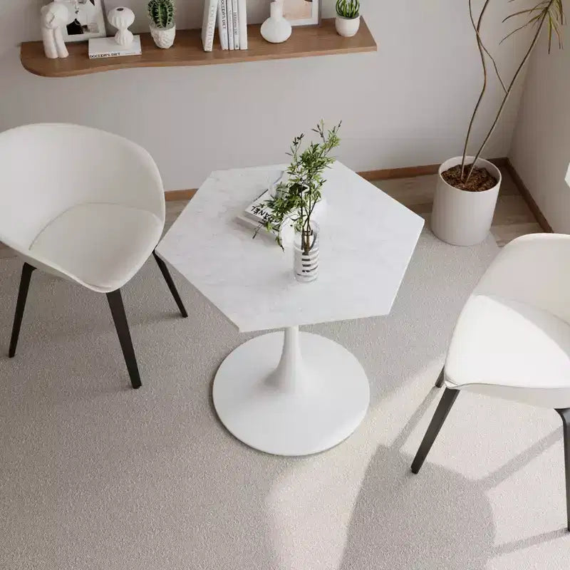 Table basse octogonale 31,5 peu encombrante avec plateau en MDF moderne et pieds en métal pour petits salons, table d'appoint de coin