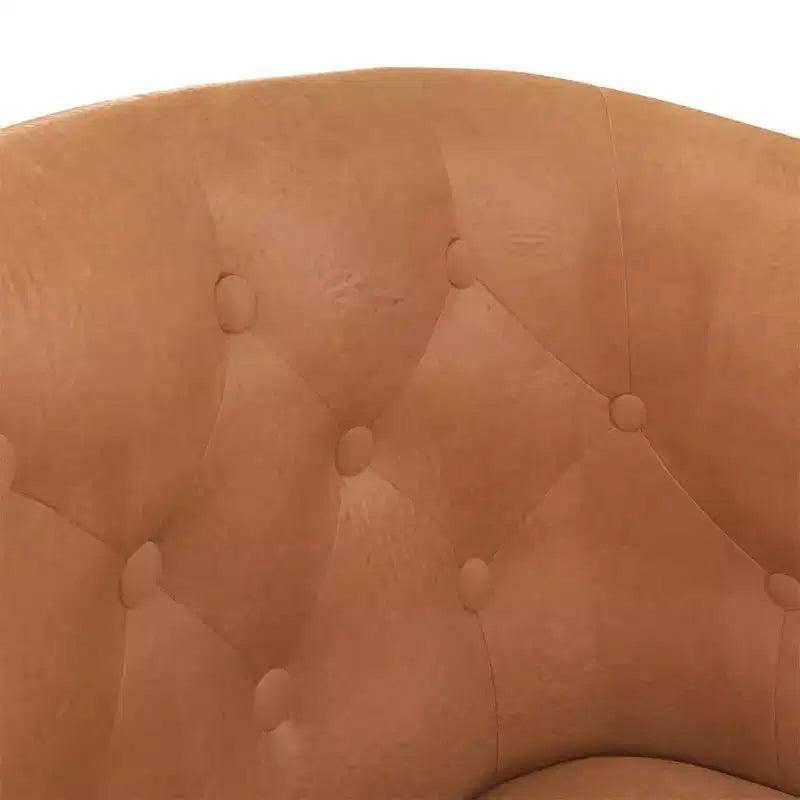 Fauteuil baquet en similicuir marron avec pouf – Siège moderne pour salon, chambre et bureau à domicile