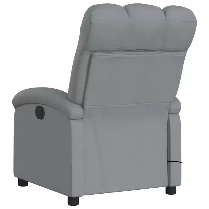 Fauteuil inclinable massant en tissu gris clair – Inclinaison manuelle, vibromasseur pour la maison/salon avec port USB, accoudoir confortable, poche latérale – Gris