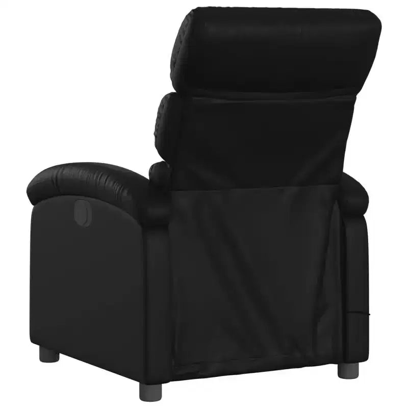 Fauteuil de massage inclinable en simili cuir noir, métal, bois composite pour une personne