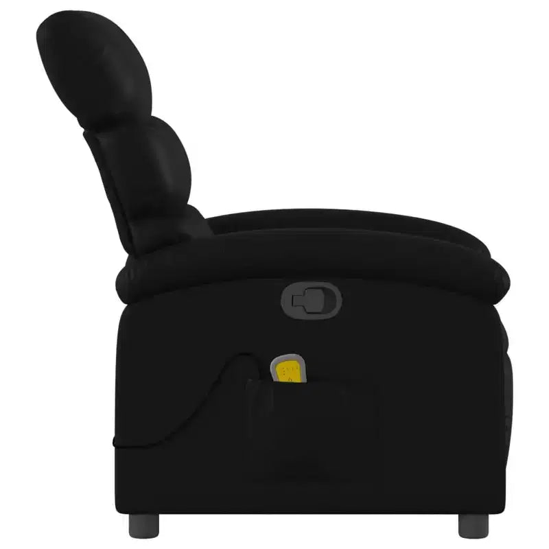 Fauteuil de massage inclinable en simili cuir noir, métal, bois composite pour une personne
