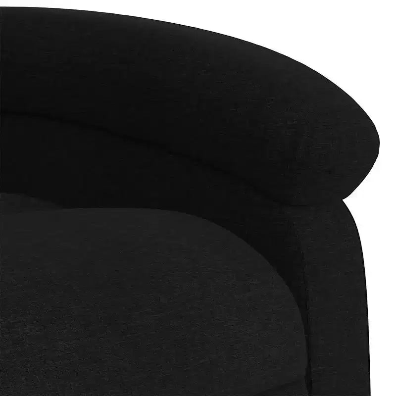 Fauteuil de massage électrique inclinable - Dossier à oreilles, tissu noir, réglage motorisé, 6 points de vibration, fauteuil avec pochette de rangement