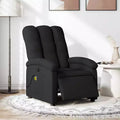 Fauteuil de massage électrique inclinable - Dossier à oreilles, tissu noir, réglage motorisé, 6 points de vibration, fauteuil avec pochette de rangement