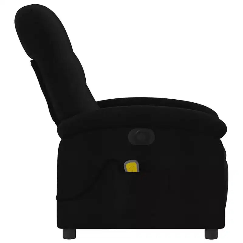 Fauteuil de massage électrique inclinable - Dossier à oreilles, tissu noir, réglage motorisé, 6 points de vibration, fauteuil avec pochette de rangement
