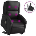 vidaXL Black Leather Power Lift Recliner Chair with Massage and Manual Recline, Comfortable Foam Padded Armchair for Elderly