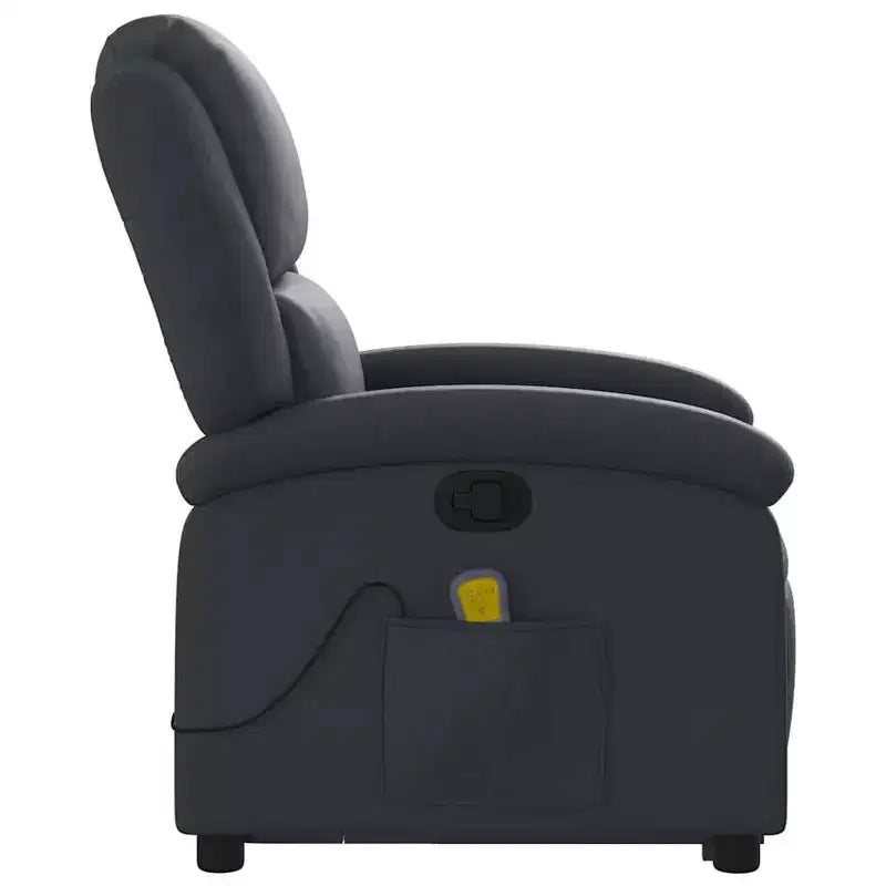 Fauteuil inclinable électrique en cuir noir avec fonction de massage et inclinaison manuelle, fauteuil rembourré en mousse confortable pour personnes âgées