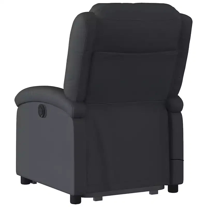 Fauteuil inclinable électrique en cuir noir avec fonction de massage et inclinaison manuelle, fauteuil rembourré en mousse confortable pour personnes âgées