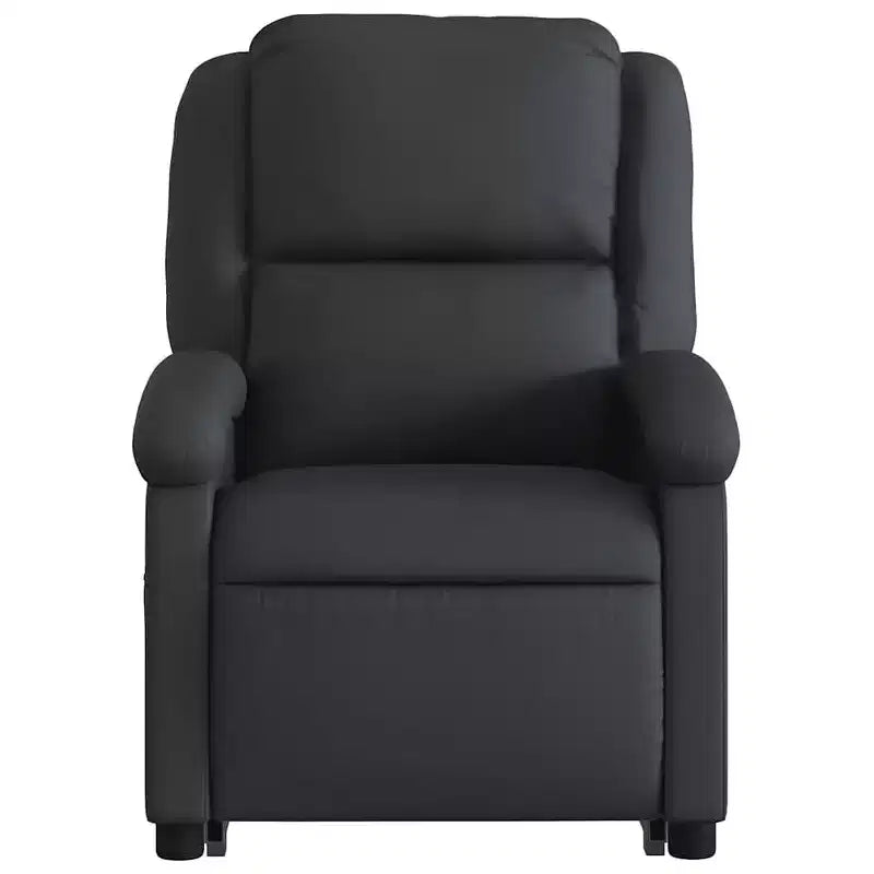 Fauteuil inclinable électrique en cuir noir avec fonction de massage et inclinaison manuelle, fauteuil rembourré en mousse confortable pour personnes âgées