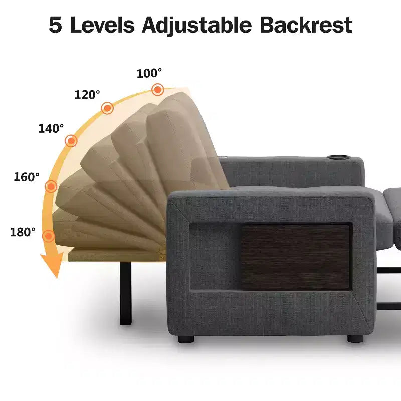 Fauteuil-lit convertible 3-en-1, canapé-lit escamotable blanc
