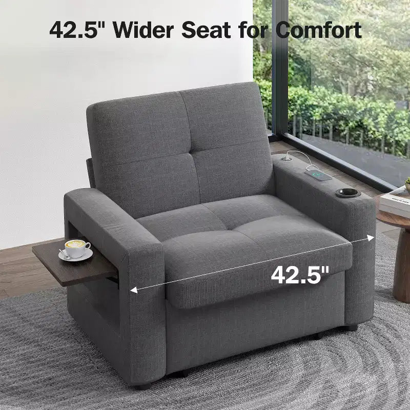 Fauteuil-lit convertible 3-en-1, canapé-lit escamotable blanc