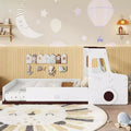 GDFStudio Pei Modern Kids Car Floor Bed with Storage Drawers, Window, and Desk