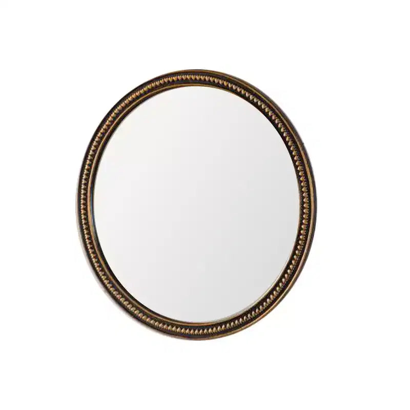 23.6 Miroir mural décoratif rond vintage avec cadre perlé, miroir d'appoint mural pour salon ou salle de bain.