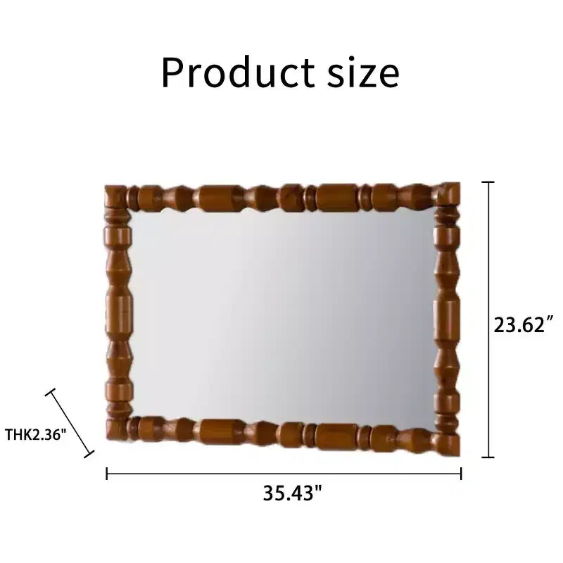 Miroir mural rectangulaire en bois sculpté, 35 x 23, style vintage, miroir décoratif pour salon, chambre ou entrée