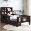 Twin/Full Size Platform Bed with Storage Drawers and Shelves, Wood Storage Bed with Chalkboard for Kids and Teens