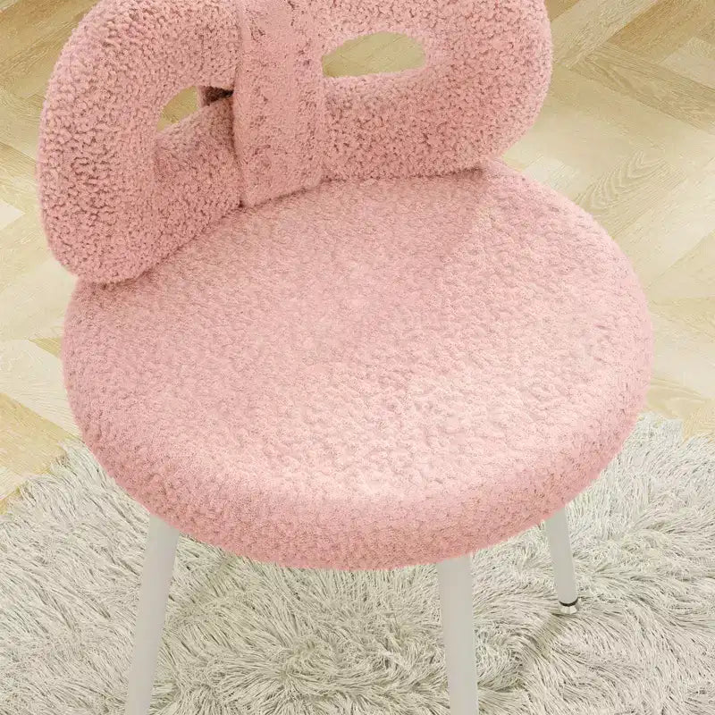 Chaise de vanité avec dossier, Chaise de maquillage pivotante, Chaise de bureau rembourrée pour filles