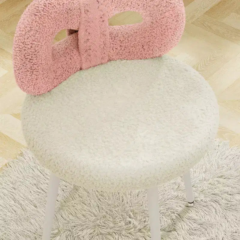 Chaise de vanité avec dossier, Chaise de maquillage pivotante, Chaise de bureau rembourrée pour filles