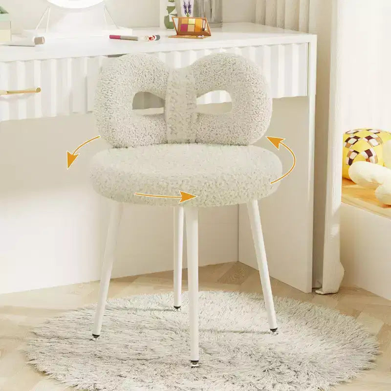 Vanity Chair with Back, Swivel Makeup Chair, Upholstered Desk Chair for Girls