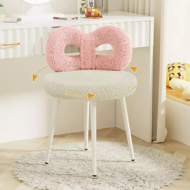 Chaise de vanité avec dossier, Chaise de maquillage pivotante, Chaise de bureau rembourrée pour filles