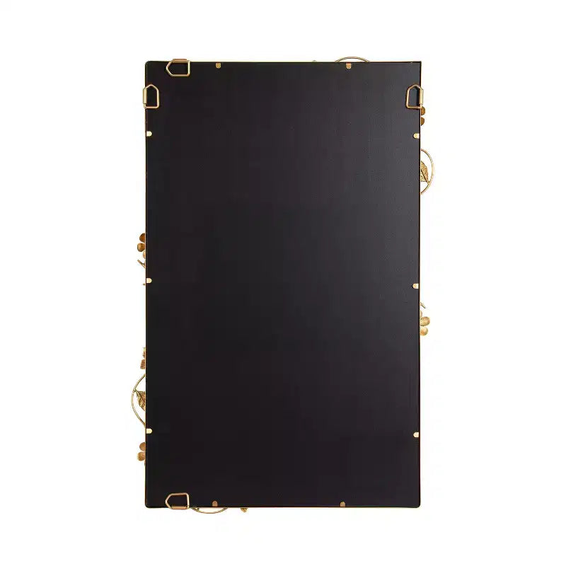 Miroir rectangulaire métallique floral, doré, 20x30