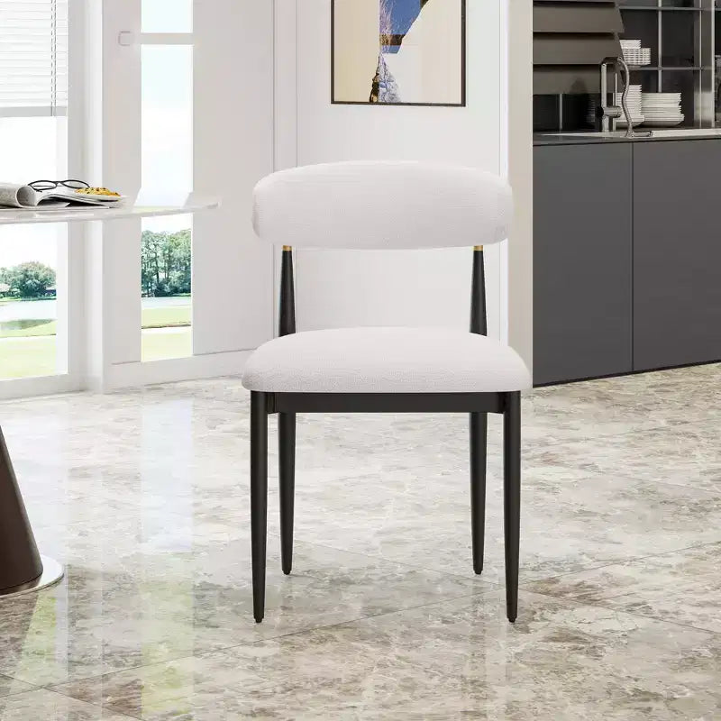 Chaises de salle à manger modernes en tissu chenille avec dossier incurvé (Lot de 2)