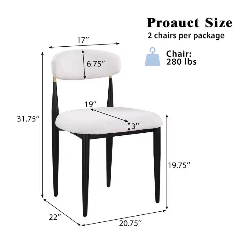 Chaises de salle à manger modernes en tissu chenille avec dossier incurvé (Lot de 2)