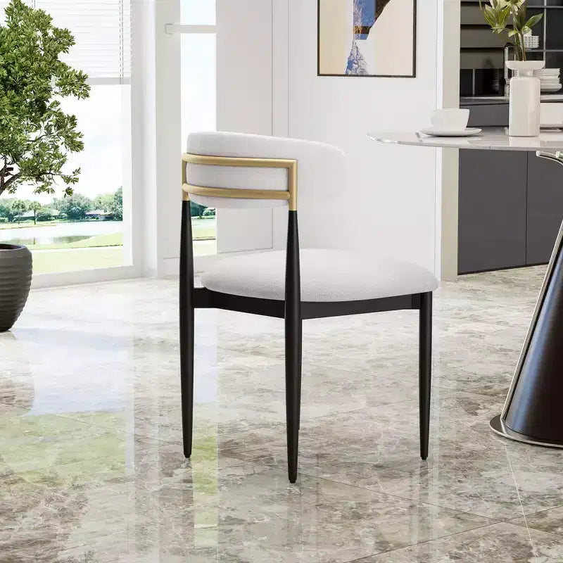 Chaises de salle à manger modernes en tissu chenille avec dossier incurvé (Lot de 2)